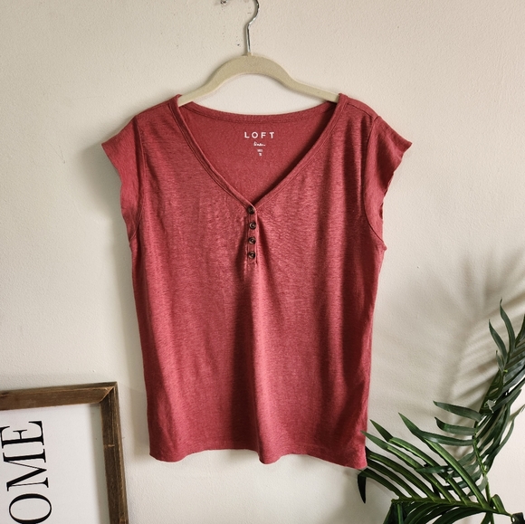 LOFT Tops - LOFT 100% Linen Top Short Sleeve size M